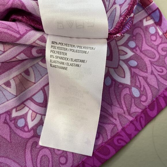 Bob Mackie Wearable Art Tunic Top Womens Large Purple Bandana Print Flowy Boho - Picture 10 of 13